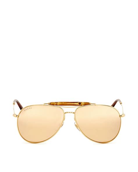 Gucci Bamboo Gold Plated Aviator Sunglasses In Metallic For Men Lyst