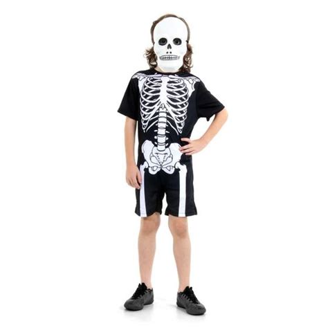 Fantasia De Esqueleto Infantil Roupa Halloween De Caveira Branca