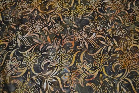 Items Similar To Batik Fabric Chocolate Brown Floral Print Cotton