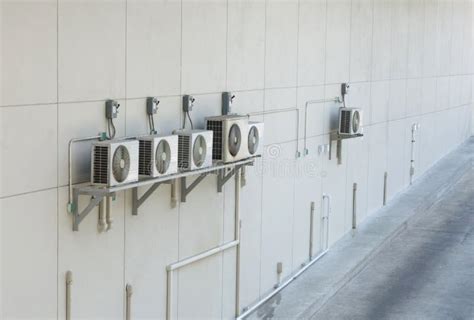 Air Conditioning Compressor In White Wall Stock Image Image Of
