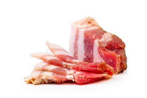 Raw Pork Belly Meat Isolated On White Background Lard Piece Isolated