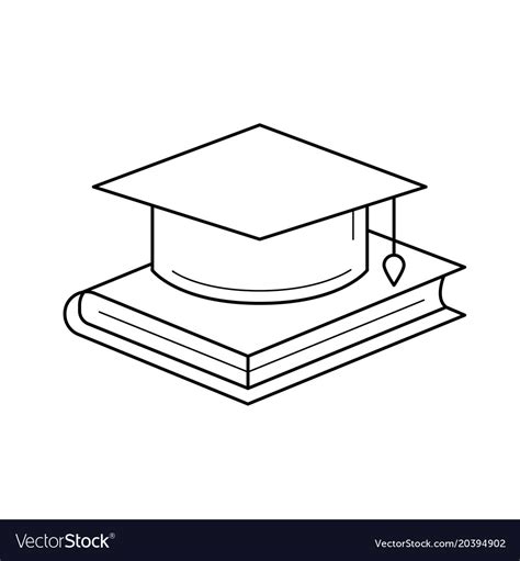 Graduation Cap On Book Line Icon Royalty Free Vector Image