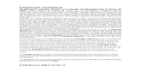 8 Tipos De Energia Docx Document