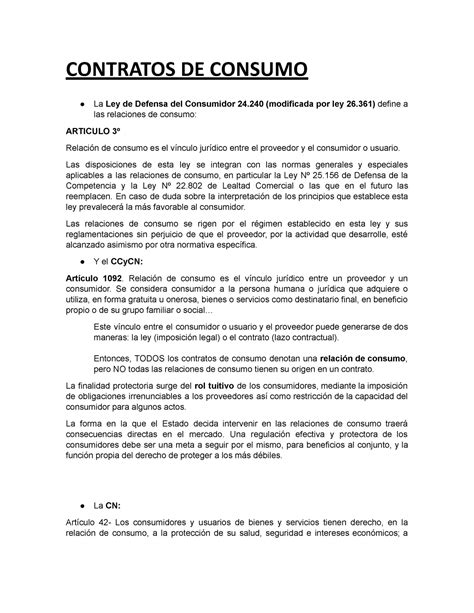 Contratos De Consumo Contratos De Consumo La Ley De Defensa Del