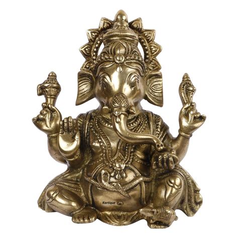 Buy Kartique Brass Lord Ganesha Murti In Blessing Posture With Trunk On