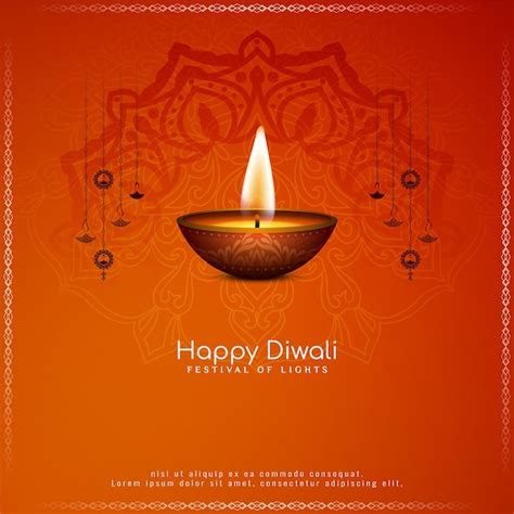 Free Vector Happy Diwali Festival Celebration Beautiful Greeting Card