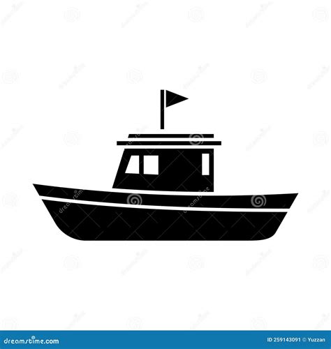 Fishing Boat Vector Silhouette Stock Vector - Illustration of ...