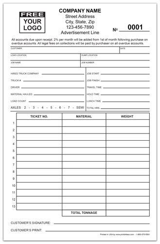 Truck Load Ticket Template