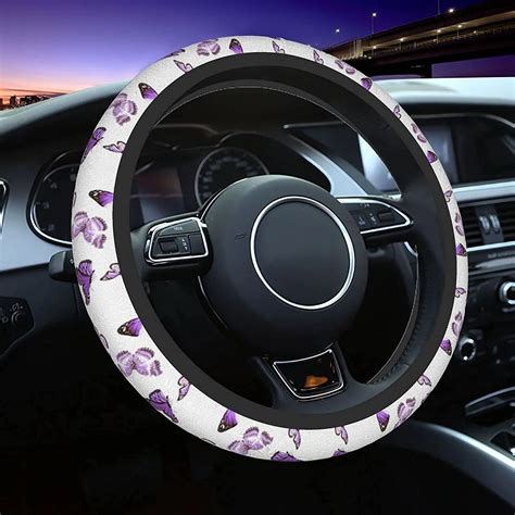 Purple Butterfly Steering Wheel Cover Cute Car Accessories For Women