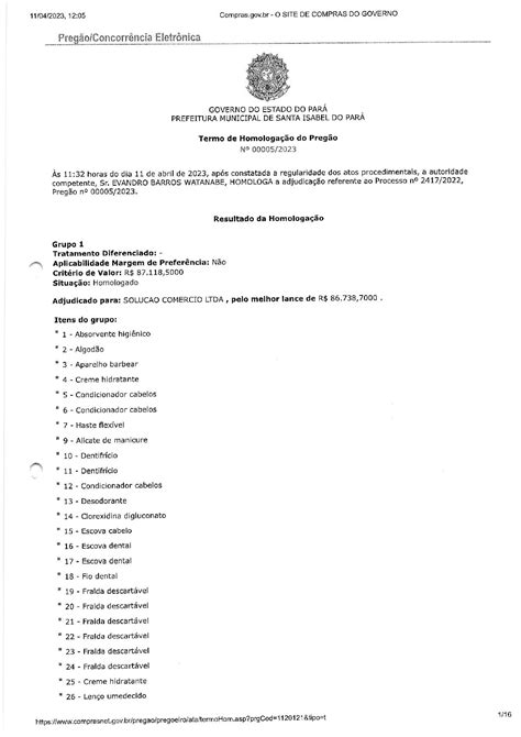 TERMO DE HOMOLOGAÇÃO ass Prefeitura Municipal de Santa Izabel do Pará