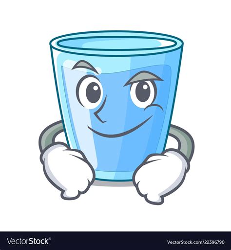 Smirking Fresh Water Glass In Table Cartoon Vector Image