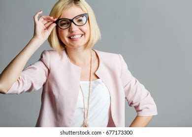 Happy Whitehaired Mature Woman Eyeglasses Smiling Stock Photo Shutterstock
