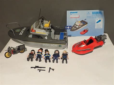 Playmobil Set De Policía Referencia 9043 Helicóptero Lancha