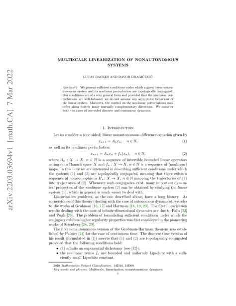 PDF Multiscale Linearization Of Nonautonomous Systems