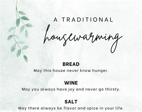 Printable Housewarming Gift Home Blessing Traditional Diy Bread Wine