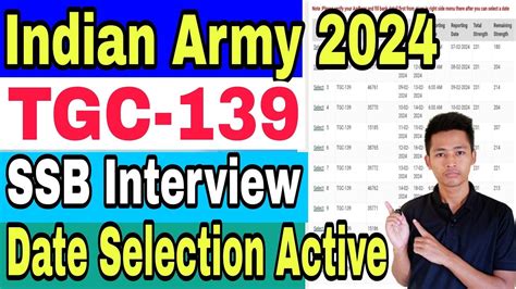 Indian Army TGC 139 SSB Interview Date Selection Link Finally Active