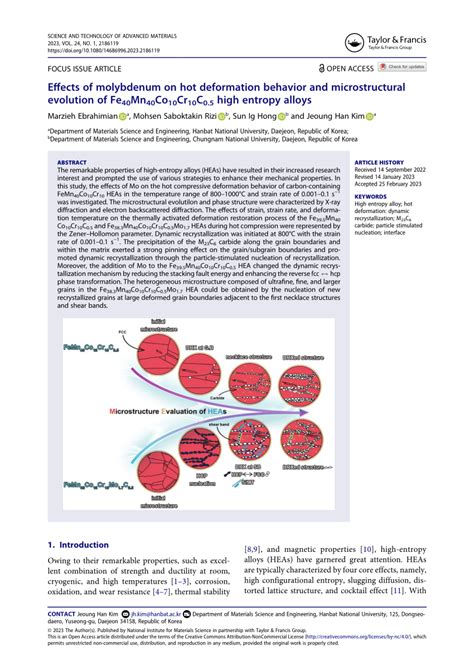 Pdf Effects Of Molybdenum On Hot Deformation Behavior And