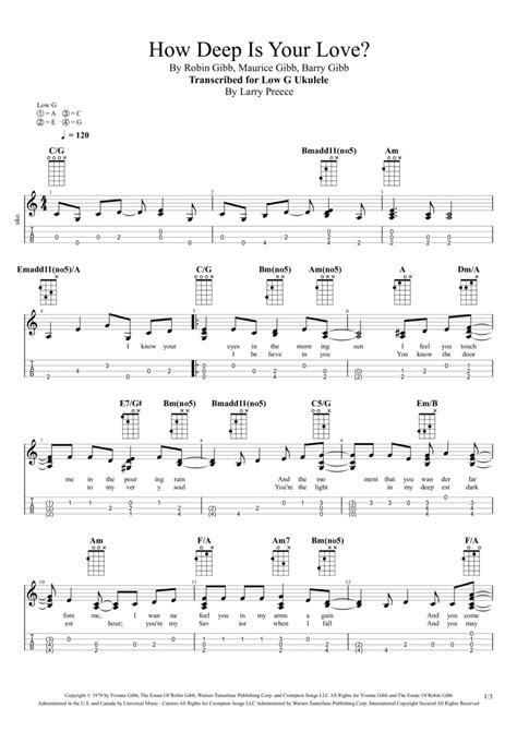 How Deep Is Your Love By Bee Gees Ukulele Digital Sheet Music