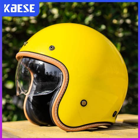 ┱retro 3 4 Open Face Motorcycle Helmet Ttandcocascos Cafe Racer Helmet Vintage Racing Half Face Je