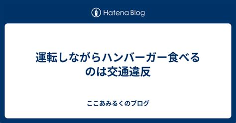 運転しながらハンバーガー食べるのは交通違反 ここあみるくのブログ