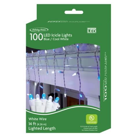 Holiday Home 100 Ct White Wire Cool White Icicle LED Christmas Lights