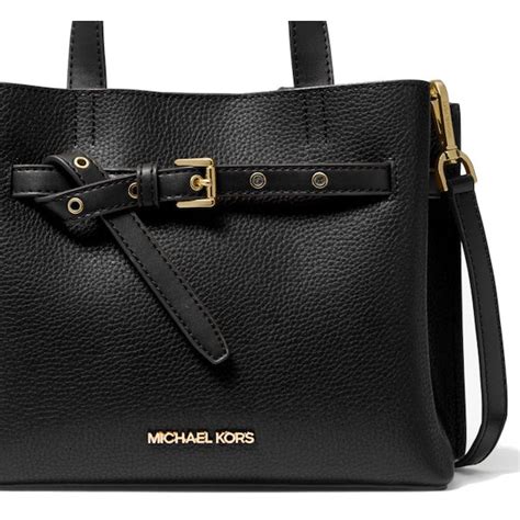 Michael Kors Emilia Small Pebbled Leather Satchel Black