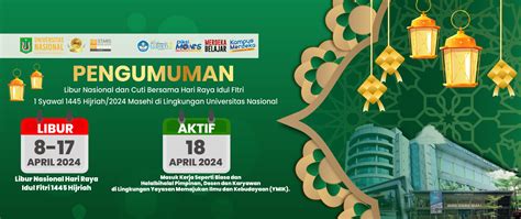 Pengumuman Libur Hari Raya Idul Fitri 1 Syawal 1445 H2024 M Universitas Nasional