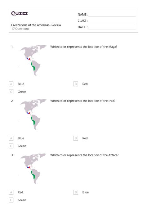 Inca Civilization Worksheets For Th Grade On Quizizz Free