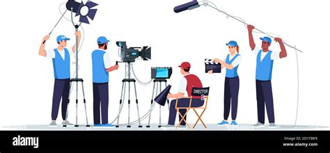 Filming Crew Semi Flat RGB Color Vector Illustration Stock Vector Image