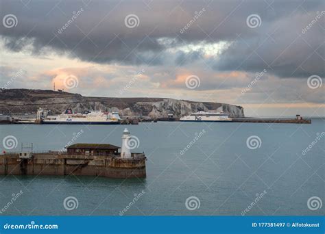 Ferry Terminal Of Dover At Sunset Great Britain Editorial Photography