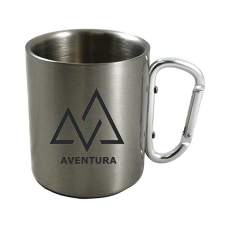 Mug mousqueton personnalisé tasse inox top pour le camping