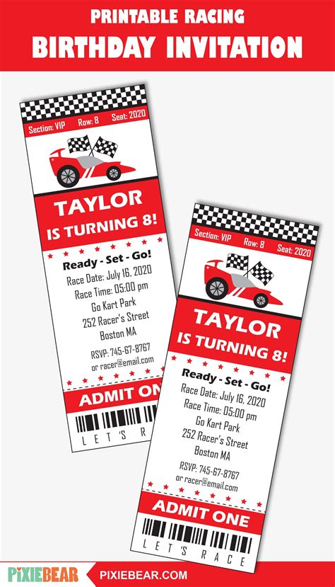 Race Car Invitations Free Printable - Printable Templates Free