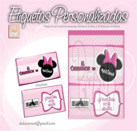 Etiquetas Personalizadas Minnie Mouse Para Chocolate