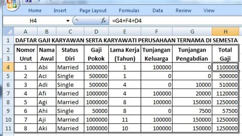 Menghitung Gaji Pokok Dan Tunjangan Keluarga Dengan Rumus Dalam Excel Riset