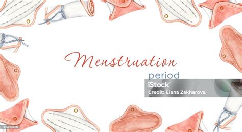 Menstrual Hygiene Day Design Seamles Banner Border Invitation Celebration Watercolor Hand Drawn