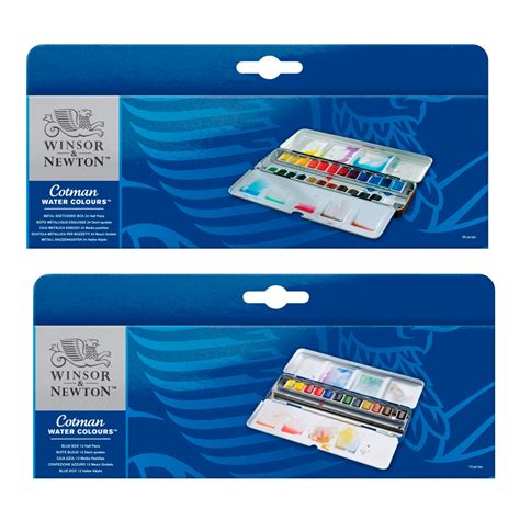 Caja Medias Pastillas Acuarela Cotman Blue Box Winsor Newton Sets Y