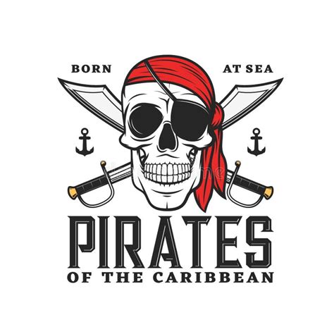 Caribbean Pirates Icon With Skull Crossed Sabers Stock Illustration