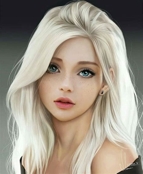 Blue Eyed Blonde Digital Art Girl Woman Face Art Girl