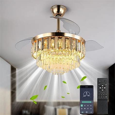 Vetrulus Crystal Ceiling Fans With Lights Dimmable Fandeliers