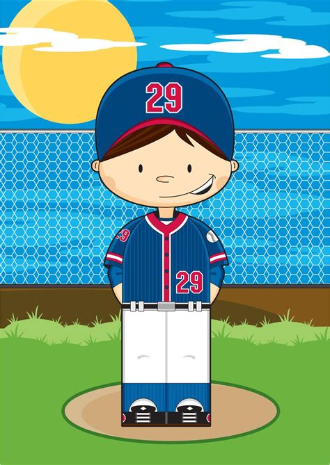 Cute Cartoon Baseball Player Sport And Leisure Illustration 23064930