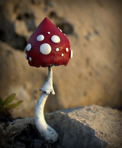 RESERVED For Jo Red White Amanita Fantasy Mushroom Polymer Clay