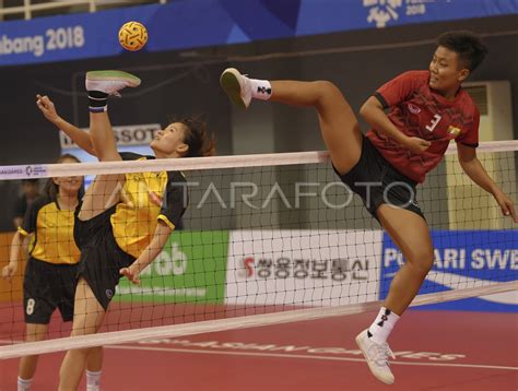 Sepak Takraw Putri Vietnam Vs Myanmar Antara Foto