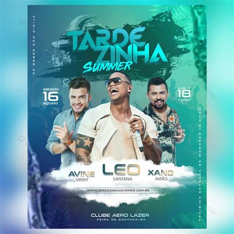 Flyer Tardizinha Summer Cantor Leo Xand Avine Social Media Psd