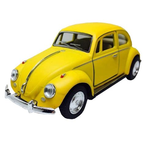 Miniatura Carro De Fric O Fusca Amarelo Fosco Kinsmart Toyshow