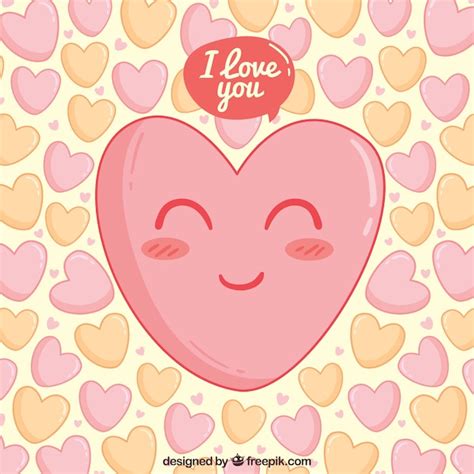 Free Vector Hand Drawn Happy Heart Background
