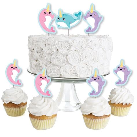 Narwhal Girl Dessert Cupcake Toppers Under The Sea Baby Etsy