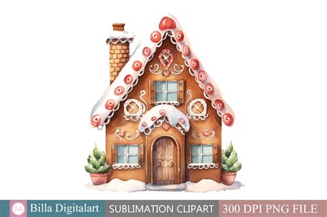 Free Watercolor Gingerbread House Clipar Graphic By Billadigitalart