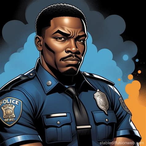 resilient black police officer stable diffusion