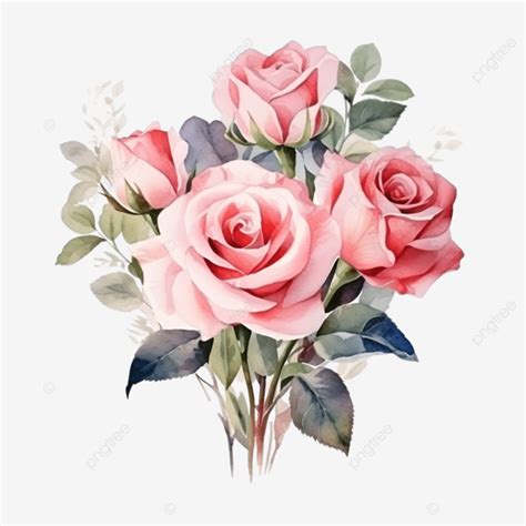 Rose Flowers Bouquet Watercolor Ai Generated Rose Flower Watercolor