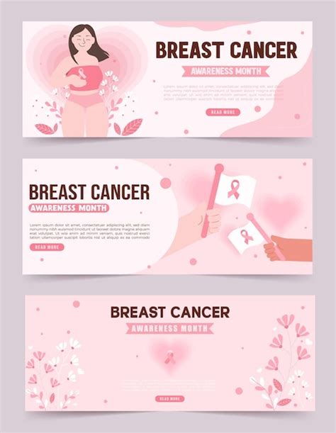 Premium Vector Breast Cancer Awareness Month Banners With Supportive